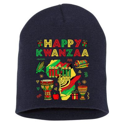 Happy Kwanzaa Kinara Set Mazao African American Christmas Short Acrylic Beanie