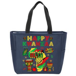 Happy Kwanzaa Kinara Set Mazao African American Christmas Zip Tote Bag