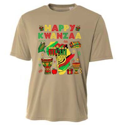 Happy Kwanzaa Kinara Set Mazao African American Christmas Cooling Performance Crew T-Shirt