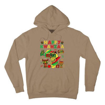 Happy Kwanzaa Kinara Set Mazao African American Christmas Hoodie