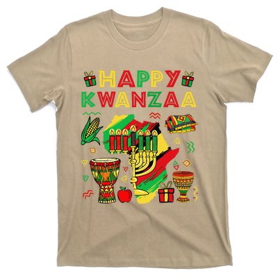 Happy Kwanzaa Kinara Set Mazao African American Christmas T-Shirt