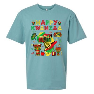 Happy Kwanzaa Kinara Set Mazao African American Christmas Sueded Cloud Jersey T-Shirt