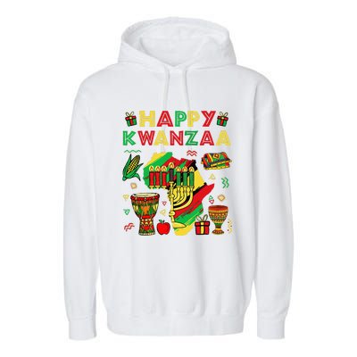 Happy Kwanzaa Kinara Set Mazao African American Christmas Garment-Dyed Fleece Hoodie