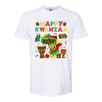 Happy Kwanzaa Kinara Set Mazao African American Christmas Softstyle CVC T-Shirt