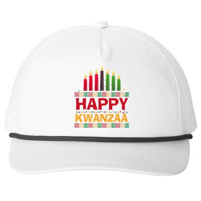 Happy Kwanzaa Kinara Seven Candles African American Holiday Snapback Five-Panel Rope Hat