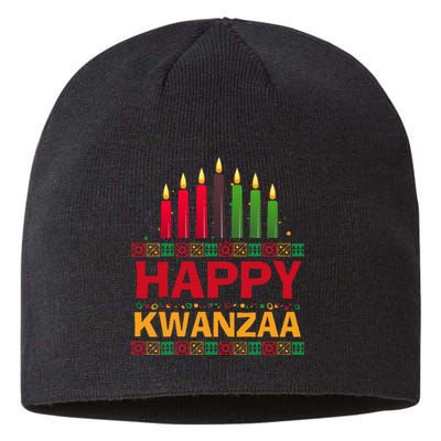 Happy Kwanzaa Kinara Seven Candles African American Holiday Sustainable Beanie