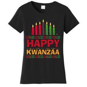 Happy Kwanzaa Kinara Seven Candles African American Holiday Women's T-Shirt