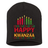 Happy Kwanzaa Kinara Seven Candles African American Holiday Short Acrylic Beanie