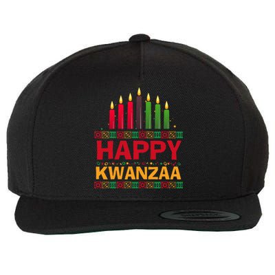 Happy Kwanzaa Kinara Seven Candles African American Holiday Wool Snapback Cap