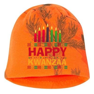 Happy Kwanzaa Kinara Seven Candles African American Holiday Kati - Camo Knit Beanie