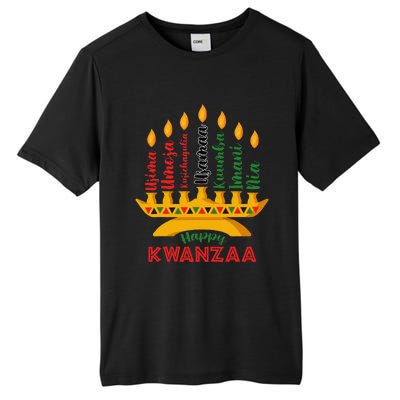 Happy Kwanzaa Kinara Seven Candles Principles Of Kwanzaa Tall Fusion ChromaSoft Performance T-Shirt