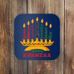 Happy Kwanzaa Kinara Seven Candles Principles Of Kwanzaa Coaster