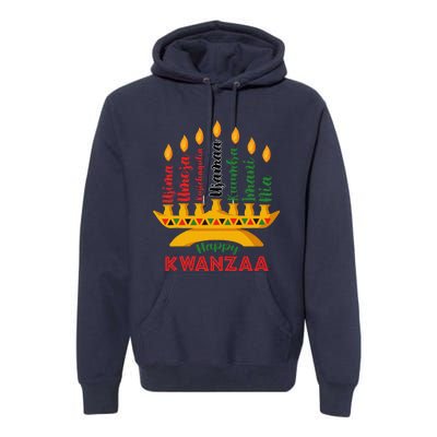 Happy Kwanzaa Kinara Seven Candles Principles Of Kwanzaa Premium Hoodie