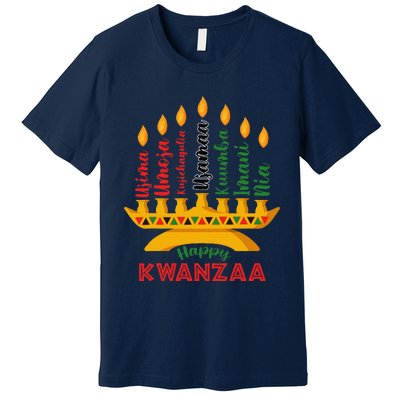 Happy Kwanzaa Kinara Seven Candles Principles Of Kwanzaa Premium T-Shirt