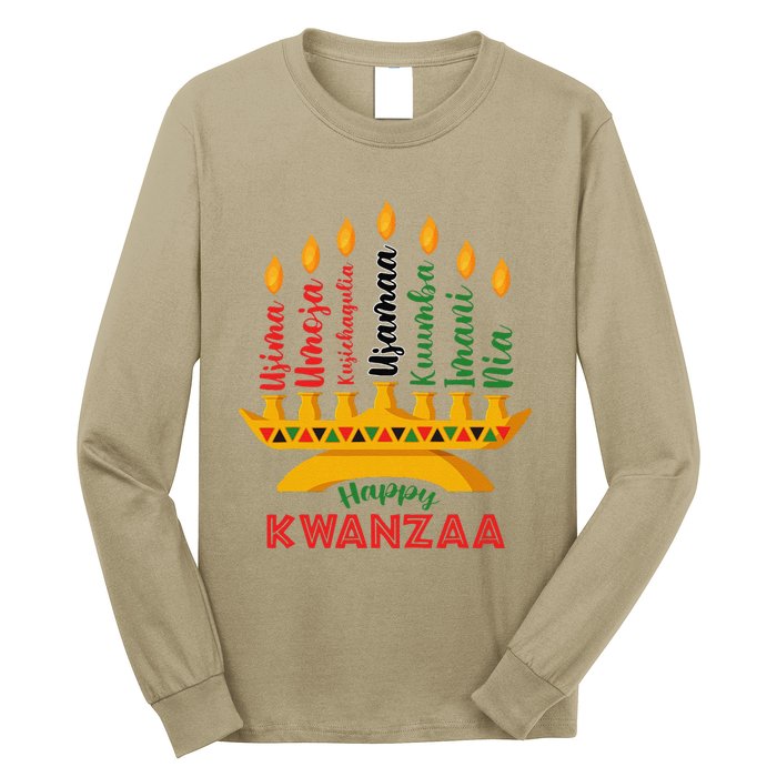 Happy Kwanzaa Kinara Seven Candles Principles Of Kwanzaa Long Sleeve Shirt