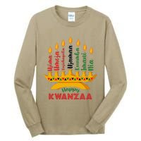 Happy Kwanzaa Kinara Seven Candles Principles Of Kwanzaa Tall Long Sleeve T-Shirt