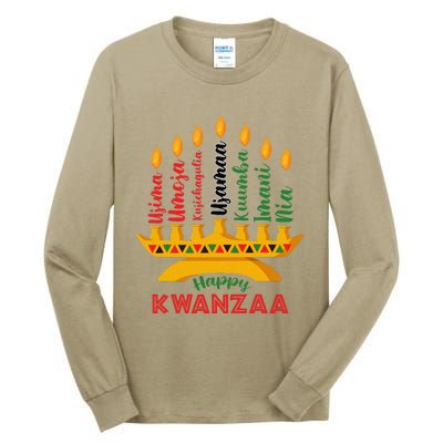 Happy Kwanzaa Kinara Seven Candles Principles Of Kwanzaa Tall Long Sleeve T-Shirt