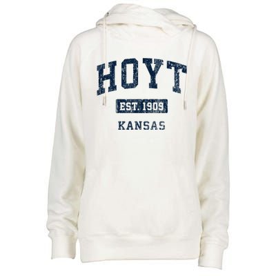 Hoyt Kansas Ks Vintage Sports Established Womens Funnel Neck Pullover Hood