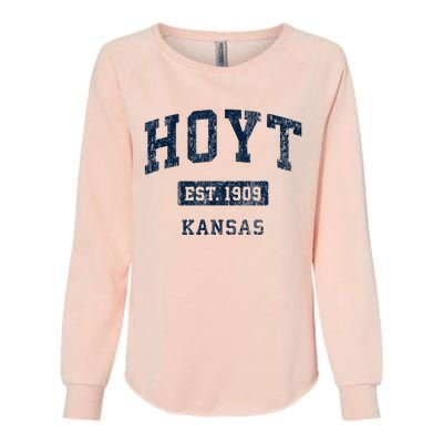 Hoyt Kansas Ks Vintage Sports Established Womens California Wash Sweatshirt