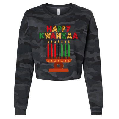 Happy Kwanzaa Kinara Seven Candles African American Cropped Pullover Crew