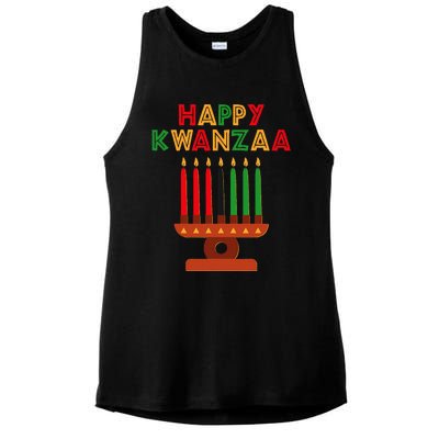 Happy Kwanzaa Kinara Seven Candles African American Ladies PosiCharge Tri-Blend Wicking Tank