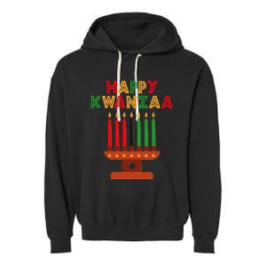 Happy Kwanzaa Kinara Seven Candles African American Garment-Dyed Fleece Hoodie