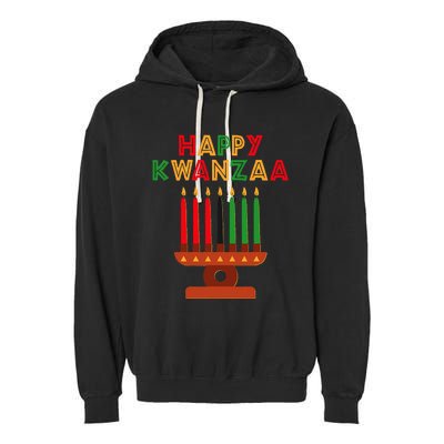 Happy Kwanzaa Kinara Seven Candles African American Garment-Dyed Fleece Hoodie