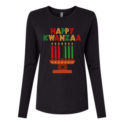 Happy Kwanzaa Kinara Seven Candles African American Womens Cotton Relaxed Long Sleeve T-Shirt