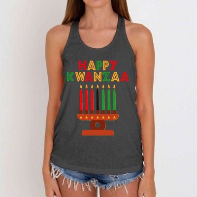 Happy Kwanzaa Kinara Seven Candles African American Women's Knotted Racerback Tank