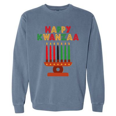 Happy Kwanzaa Kinara Seven Candles African American Garment-Dyed Sweatshirt