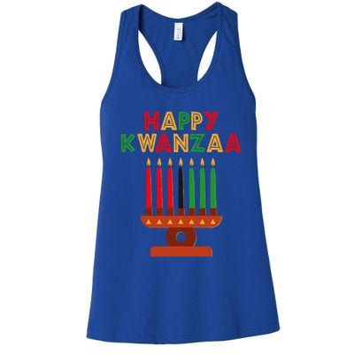 Happy Kwanzaa Kinara Seven Candles African American Women's Racerback Tank