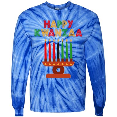 Happy Kwanzaa Kinara Seven Candles African American Tie-Dye Long Sleeve Shirt