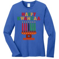 Happy Kwanzaa Kinara Seven Candles African American Ladies Long Sleeve Shirt