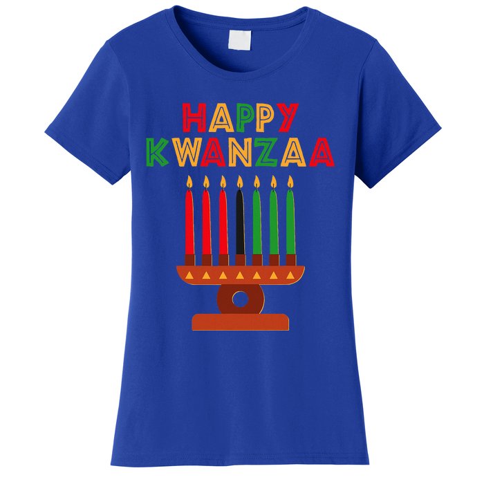 Happy Kwanzaa Kinara Seven Candles African American Women's T-Shirt