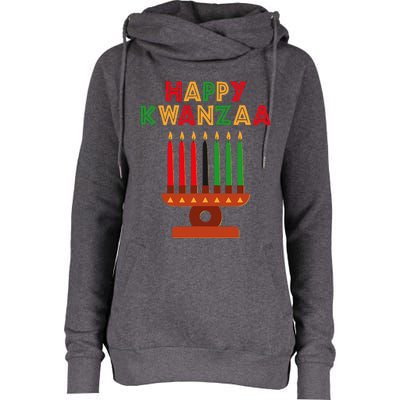 Happy Kwanzaa Kinara Seven Candles African American Womens Funnel Neck Pullover Hood