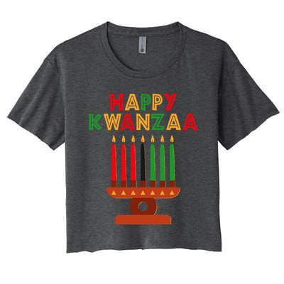 Happy Kwanzaa Kinara Seven Candles African American Women's Crop Top Tee