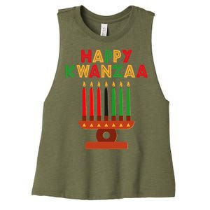 Happy Kwanzaa Kinara Seven Candles African American Women's Racerback Cropped Tank