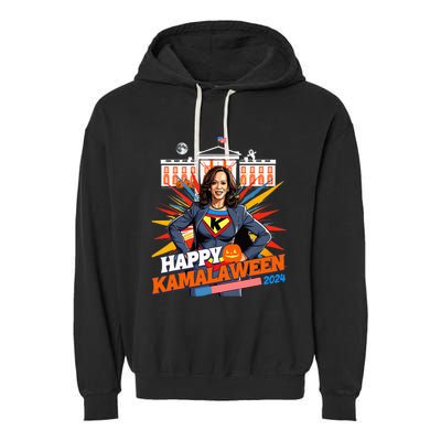 Happy Kamalaween Kamala Harris Halloween Cat Ladies Witches Garment-Dyed Fleece Hoodie