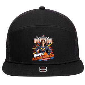 Happy Kamalaween Kamala Harris Halloween Cat Ladies Witches 7 Panel Mesh Trucker Snapback Hat