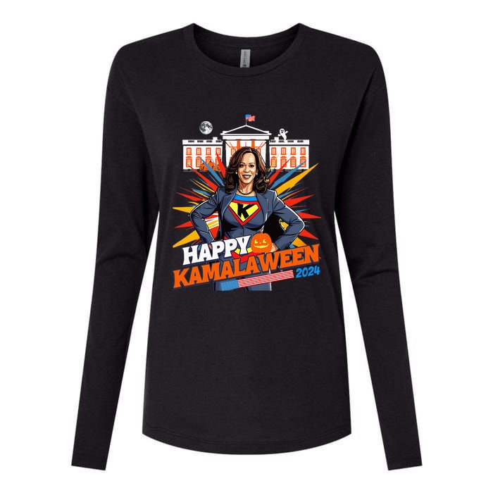 Happy Kamalaween Kamala Harris Halloween Cat Ladies Witches Womens Cotton Relaxed Long Sleeve T-Shirt