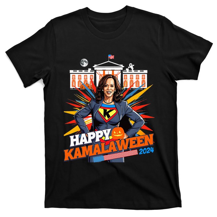 Happy Kamalaween Kamala Harris Halloween Cat Ladies Witches T-Shirt