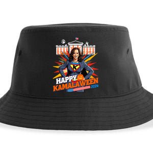 Happy Kamalaween Kamala Harris Halloween Cat Ladies Witches Sustainable Bucket Hat