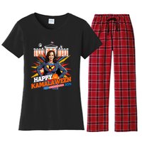 Happy Kamalaween Kamala Harris Halloween Cat Ladies Witches Women's Flannel Pajama Set