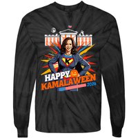 Happy Kamalaween Kamala Harris Halloween Cat Ladies Witches Tie-Dye Long Sleeve Shirt