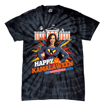 Happy Kamalaween Kamala Harris Halloween Cat Ladies Witches Tie-Dye T-Shirt