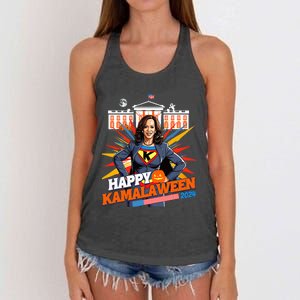 Happy Kamalaween Kamala Harris Halloween Cat Ladies Witches Women's Knotted Racerback Tank