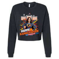 Happy Kamalaween Kamala Harris Halloween Cat Ladies Witches Cropped Pullover Crew