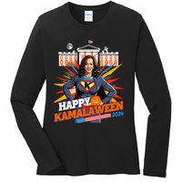 Happy Kamalaween Kamala Harris Halloween Cat Ladies Witches Ladies Long Sleeve Shirt