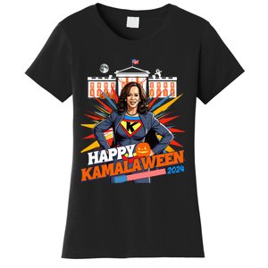 Happy Kamalaween Kamala Harris Halloween Cat Ladies Witches Women's T-Shirt