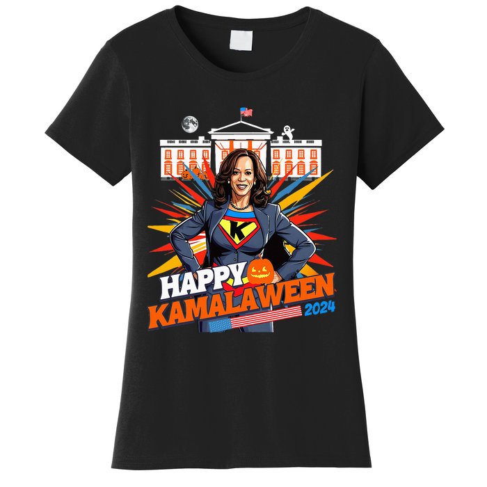 Happy Kamalaween Kamala Harris Halloween Cat Ladies Witches Women's T-Shirt